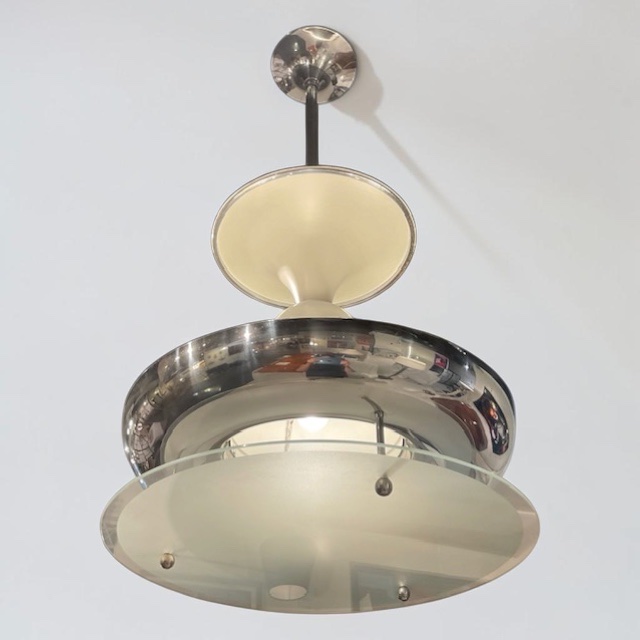 Modernist Art Deco Chandelier, Belgium, Circa 1930-photo-2